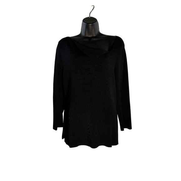 Rafaella Black Asymmetric Neckline Sweater XL Rayon/Nylon Blend Long Sleeve - Picture 1 of 5